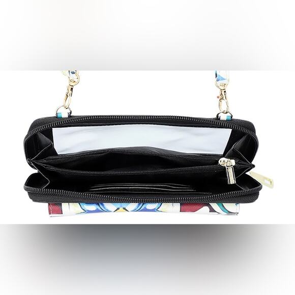 Multi Color Kaleidoscope Pattern Faux Leather Crossbody Bag/wireless power bank - Picture 6 of 6